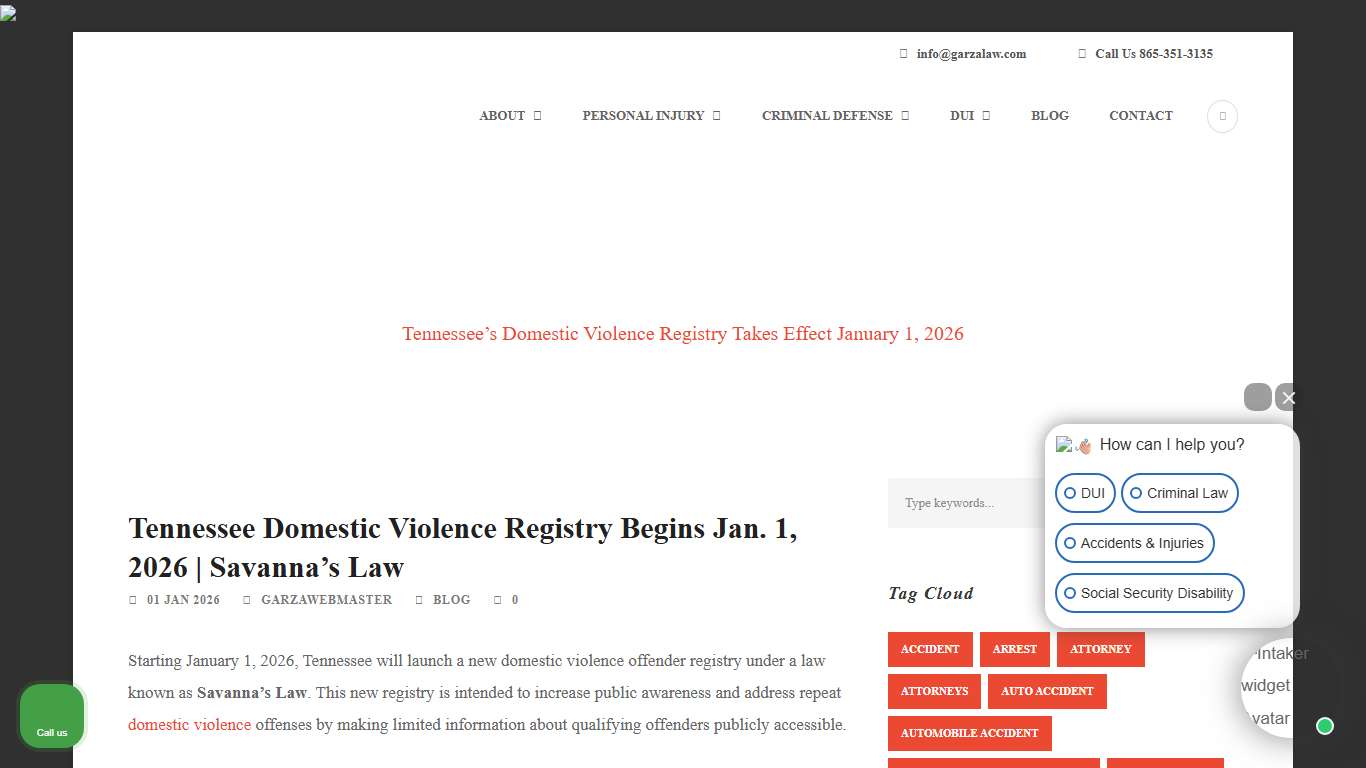 Tennessee Domestic Violence Registry Begins Jan. 1, 2026 | Savanna’s Law | Garza Law Firm - Knoxville, TN